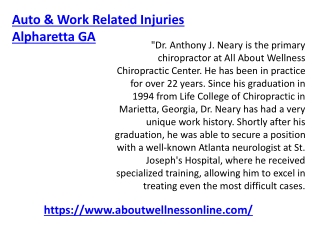 Auto & Work Related Injuries Alpharetta GA