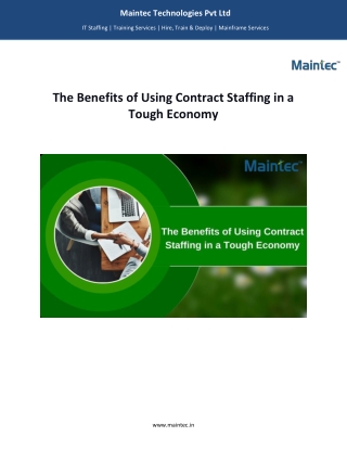 Benefits of using contract staffing in a Tough Economy | Maintec