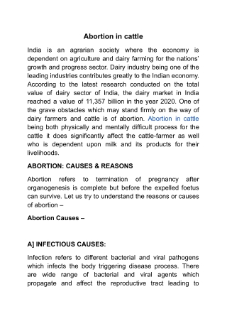 Abortion in cattle
