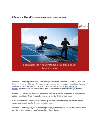 6 REASONS TO HIRE A PROFESSIONAL TESLA SOLAR ROOF INSTALLER