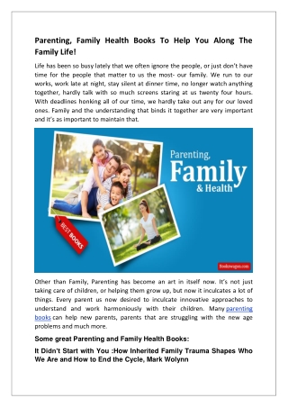 Parenting, Family Health Books To Help You Along The Family Life