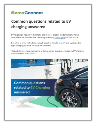 Common questions related to EV charging answered