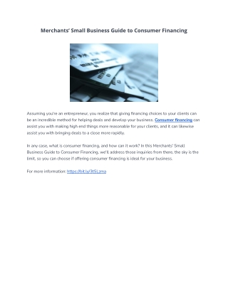 Merchants’ Small Business Guide to Consumer Financing