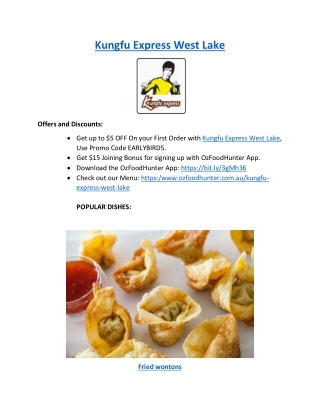 Kungfu Express West Lakes Takeaway Menu, SA - $5 off