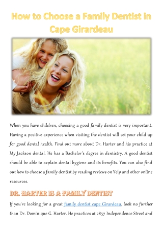 How to Choose a Family Dentist in Cape Girardeau