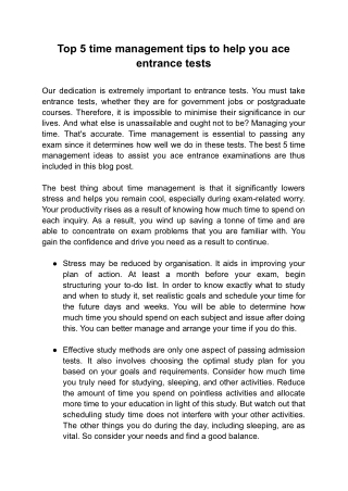 Top 5 time management tips to help you ace entrance tests