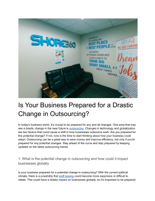 Is Your Business Prepared for a Drastic Change in Outsourcing