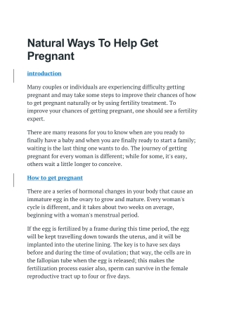 Natural ways of how to get pregnant