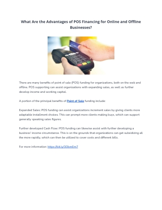 What Are the Advantages of POS Financing for Online and Offline Businesses?