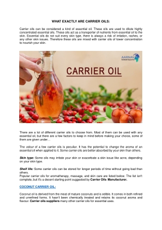 WHAT EXACTLY ARE CARRIER OILS