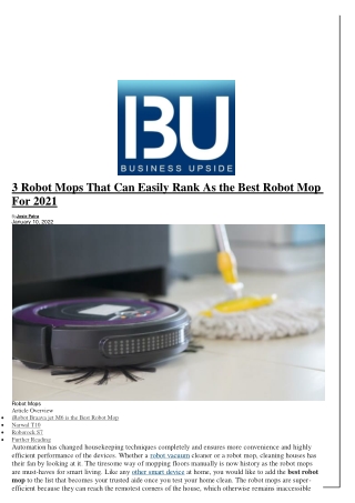 3 Robot Mops That Can Easily Rank As the Best Robot Mop For 2021