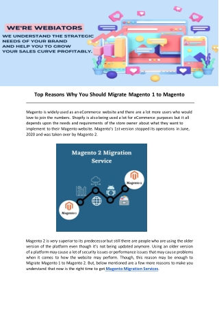 Top Reasons Why You Should Migrate Magento 1 to Magento 2-  final pdf