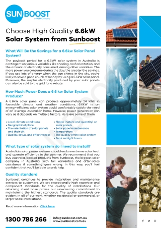 Choose high quality 6.6kW solar system from Sunboost