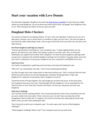 Start your vacation with Love Donuts