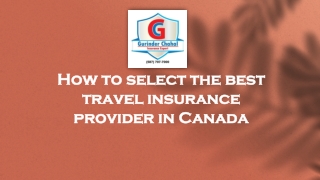 How to select the best travel insurance provider in Canada