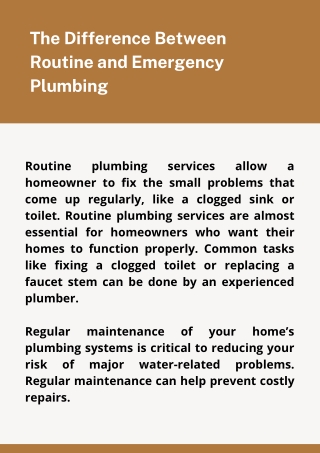 The Difference Between Routine and Emergency Plumbing