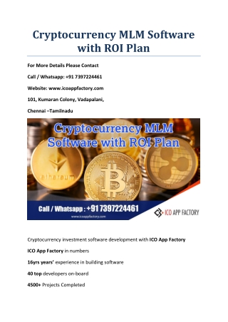 Cryptocurrency MLM software with ROI Plan