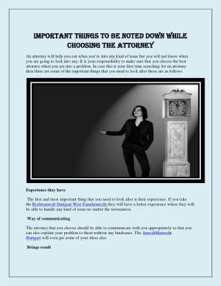 Important things to be noted down while choosing the attorney