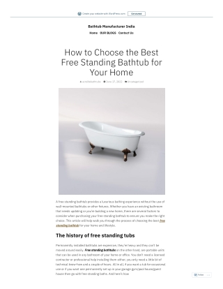 Best Free Standing Bathtub for Your Home