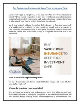 Buy Saxophone Insurance to Keep Your Investment Safe