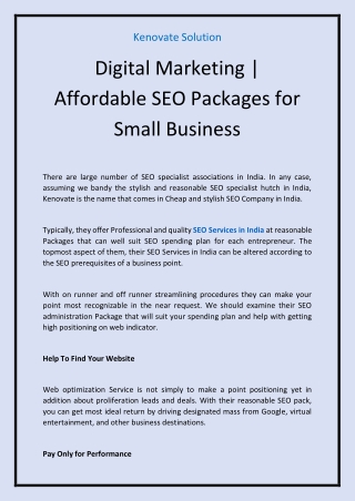 Kenovate| Digital Marketing | Affordable SEO Packages for Small Business