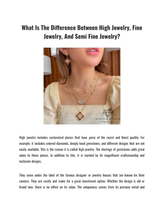 What Is The Difference Between High jewelry, Fine Jewelry, And Semi Fine jewelry