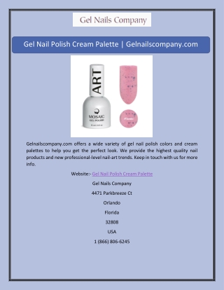 Gel Nail Polish Cream Palette | Gelnailscompany.com