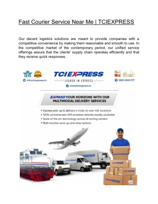 Fast Courier Service Near Me   | TCIEXPRESS