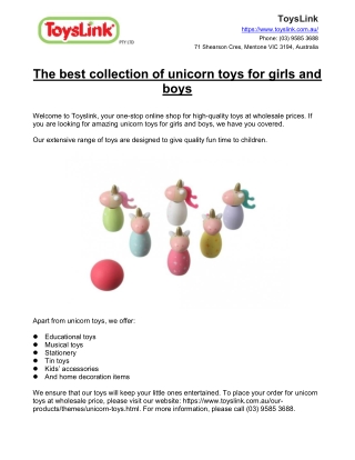 The best collection of unicorn toys for girls and boys