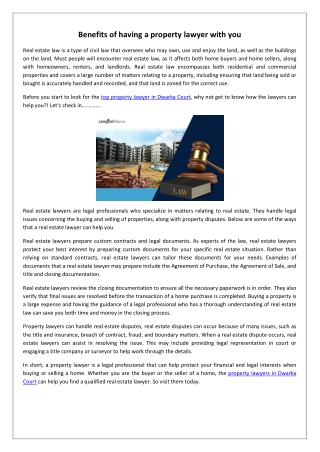 Benefits of having a property lawyer with you