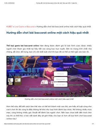 Hướng dẫn chơi bài baccarat online một cách hiệu quả nhất - Kubet Ab