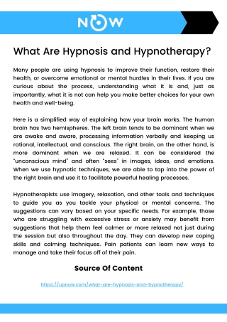 What Are Hypnosis and Hypnotherapy