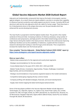 2021 Vaccine Adjuvants Industry Global Analysis Report