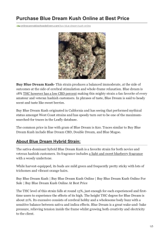 Purchase Blue Dream Kush Online at Best Price |  1 (720) 258-6267