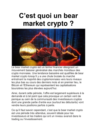 Bear market crypto : c'est quoi ?