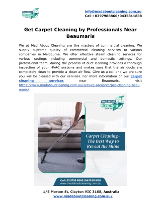 Get Carpet Cleaning by Professionals Near Beaumaris