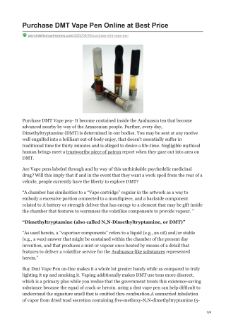 Purchase DMT Vape Pen Online at Best Price |  1 (213) 866-4827