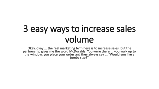 3 easy ways to increase sales volume