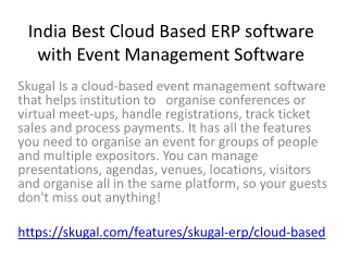India Best Cloud Based ERP software with Event