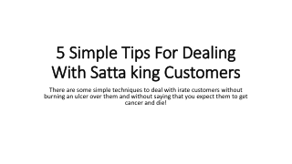 5 Simple Tips For Dealing With Satta king