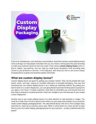 How to Make Your Business Stand Out with Custom Display Boxes?