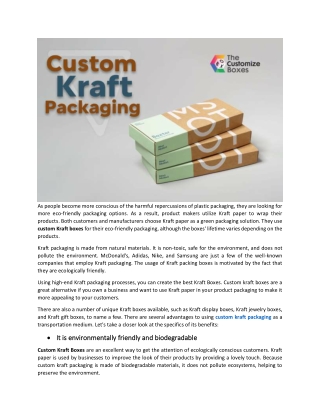 What is the Main Significance of Custom Kraft Boxes?
