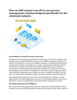 How an ERP system is an all-in-one process management solution designed specifically for the wholesale industry