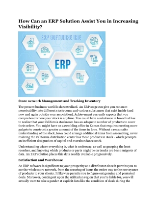 How Can an ERP Solution Assist You in Increasing Visibility