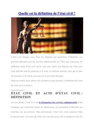 Qu'est ce que l'état civil ?