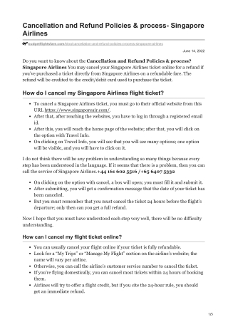 How you can cancel your Singapore Airlines flight ticket? Complete Process.