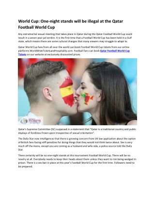 World Cup One-night stands will be illegal at the Qatar Football World Cup