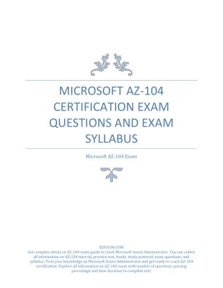 Microsoft AZ-104 Certification Exam Questions and Exam Syllabus