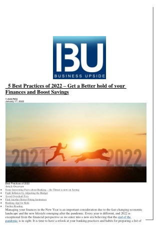 5 Best Practices of 2022 – Get a Better hold of your Finances and Boost Savings