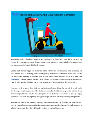 Best Food Delivery App Development Company